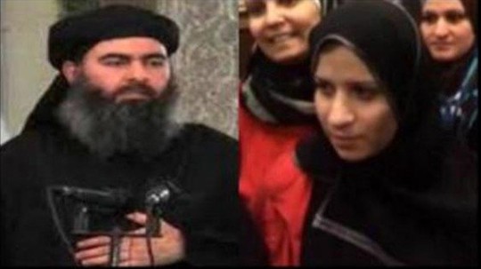 Thủ lĩnh tối cáo IS Abu Bakr Al-Baghdadi và vợ Saja Al-Dulaimi - Ảnh: Al Jazeera