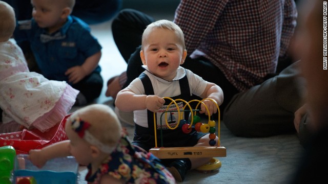 George plays with toys during a visit to the Government House in Wellington, New Zealand, on April 9.