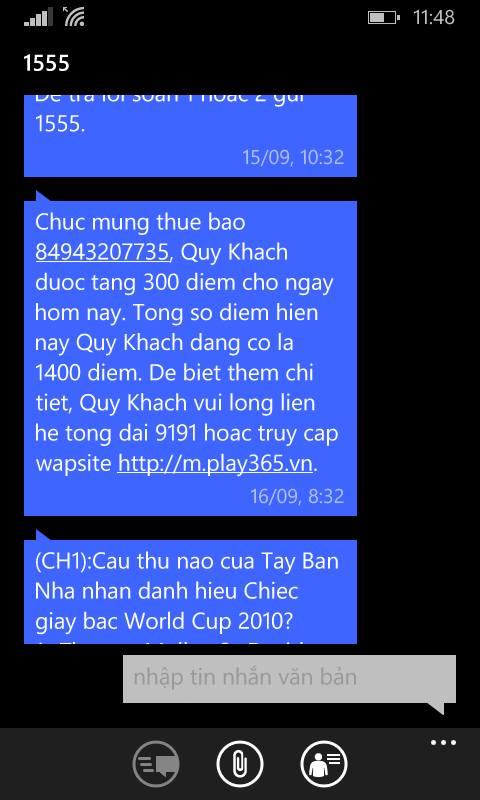 Hàng ngày, anh Hồ Anh Tú luôn bực mình với những tin nhắn rác như thế này. Ảnh: H.Phương