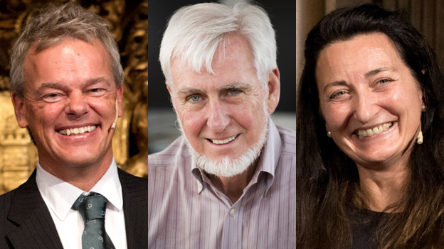 Ba nhà khoa học đoạt giải Nobel Y sinh, từ trái qua là Edvard Moser, John OKeefe, May-Britt Moser - Ảnh: BBC