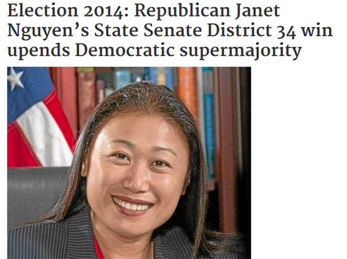 Phát biểu trên tờ Daily News ngày 5/11, Janet cho biết, bà muốn gửi lời cảm ơn chân thành đến các cử tri đã đặt niềm tin và bầu chọn bà làm người đại diện cho họ. Hình ảnh Janet Nguyen trên tờ Daily news, ảnh chụp màn hình.