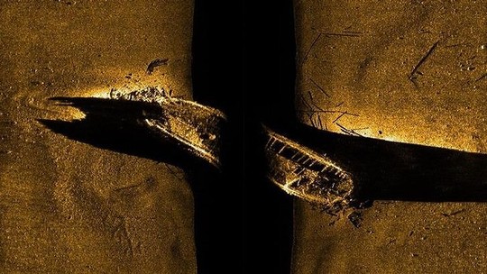 Hình ảnh siêu âm chụp tàu HMS Erebus dưới đáy biển. Ảnh: AP