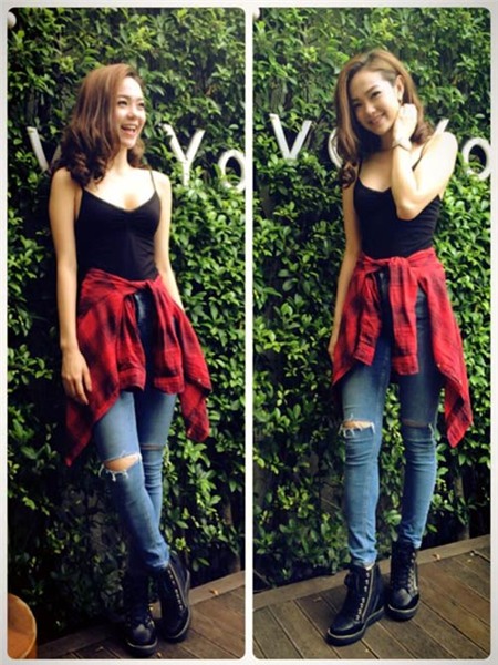 Sao Việt dạo phố cực chất với mốt &aacute;o buộc eo - 4