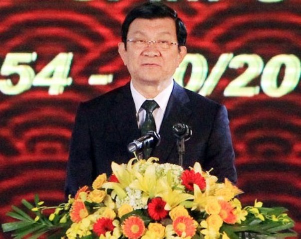 Chủ tịch nước Trương Tấn Sang phát biểu tại buổi lễ