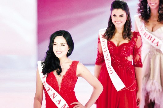 Người đẹp Nguyễn Thị Loan tại cuộc thi Hoa hậu Thế giới được tổ chức tại Anh vừa qua. 	Ảnh: TL