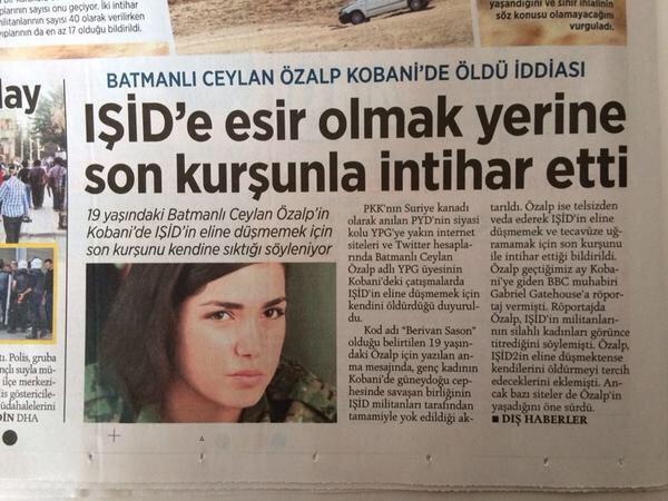 Thông tin về sự hy sinh của cô nhanh chóng làm rung động mạng xã hội, trong đó mọi người ca ngợi cô là anh hùng và được nhiều trang tin tức Thổ Nhĩ Kỳ đăng tải, trong đó có nhật báo Radikal.
