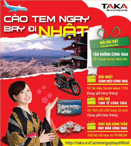 Chương trình “Cào tem ngay- Bay đi Nhật” diễn ra từ ngày 1/12/2014 đến hết ngày 18/2/2015