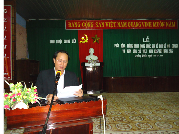 Đ/c Hoàng Đăng Khoa- PCT UBND huyện Quảng Điền phát biểu chỉ đạo tại buổi Lễ phát động. Ảnh: Công Khanh