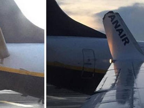 Phần cánh của chiếc máy bay đã bị hư hỏng