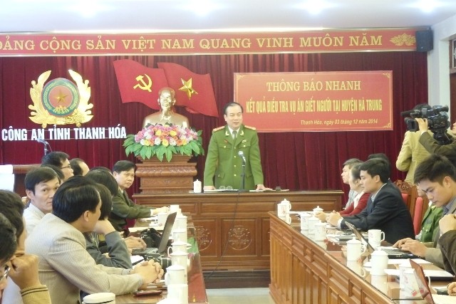 Công an tỉnh Thanh Hóa tổ chức họp báo về vụ án đặc biệt nghiêm trọng do ông Nguyễn Văn Bính, Phó giám đốc công an tỉnh chủ trì