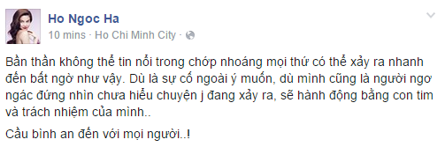 Hồ Ngọc Hà bần thần khi xe gây tai nạn liên hoàn.