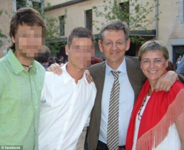 Loving: Christian Driessens, 59, pictured second from right, was a keen traveller. He was killed when the Germanwings A320 crashed in the Alps on Tuesday
