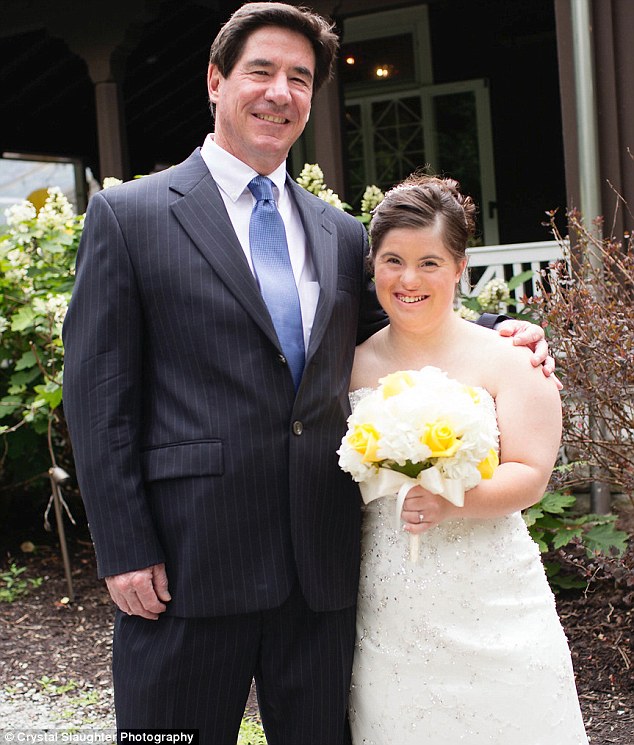 Doting dad: Paul Daugherty (left), 57, a sports columnist for the Cincinnati Enquirer, penned a touching letter to his daughter Jillian (right), 25, on her wedding day 