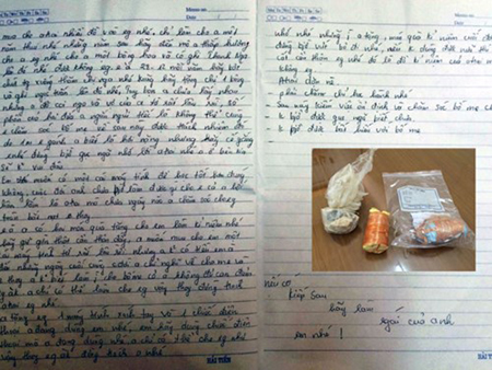 2
quả mìn tự chế và một trong những lá thư tuyệt mệnh của Nguyễn Ngọc Tuấn