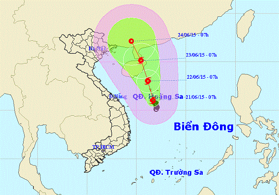 Vị trí cơn bão