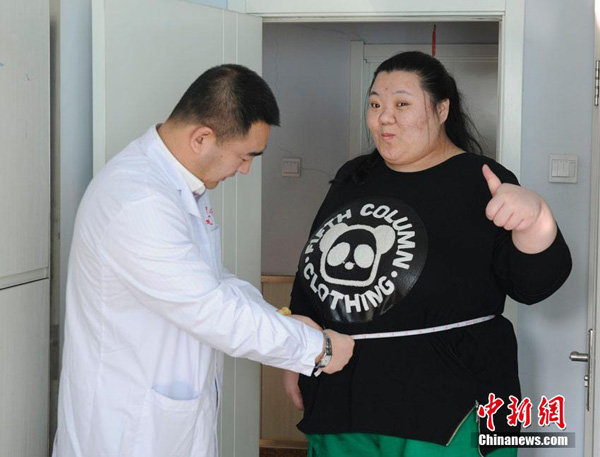 Sau 4 tháng nỗ lực, hiện Liu đã giảm được 51,5 kg. Cô cho biết với thành công này, con đường để biến ước mơ mặc vừa một chiếc áo cưới trở thành hiện thực đã đi được một nửa.  Sau 4 tháng, vòng eo của Liu đã giảm từ 188 cm xuống còn 138 cm.
