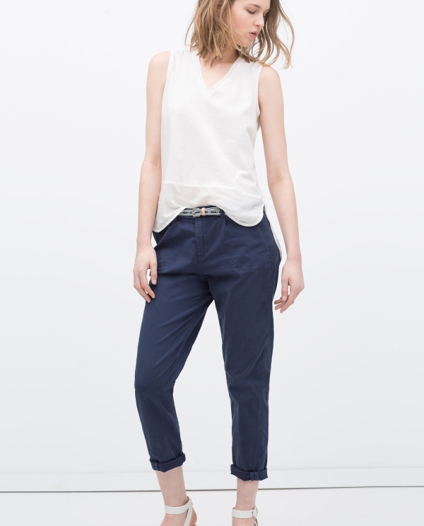 Image 2 of TOPSTITCHED CHINOS from Zara 