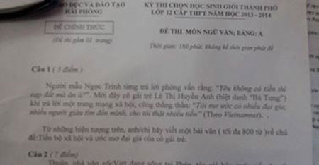 Dù bị nhiều tai tiếng nhưng cả Ngọc Trinh lẫn Bà Tưng vẫn được đưa vào đề thi.