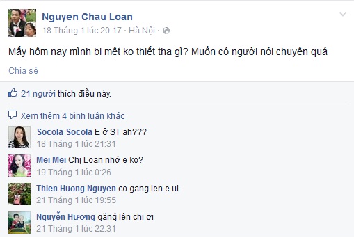 Dòng chia sẻ cuối cùng của chị Loan trên facebook