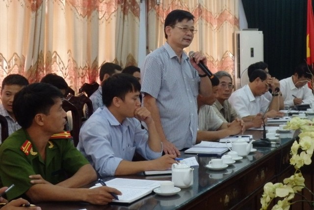 Ông Lê Văn Lâm, Giám đốc Bệnh viện Đa khoa huyện Đông Sơn phát biểu trong buổi họp báo