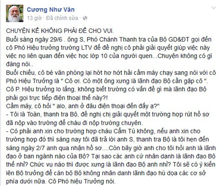 PGS Văn Như Cương kể câu chuyện nhà trường bị lãnh đạo Bộ GD&ĐT dọa nạt.