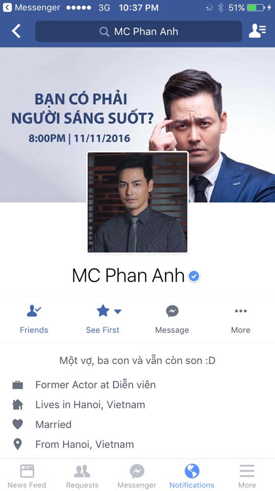 Facebook bị khóa của Phan Anh