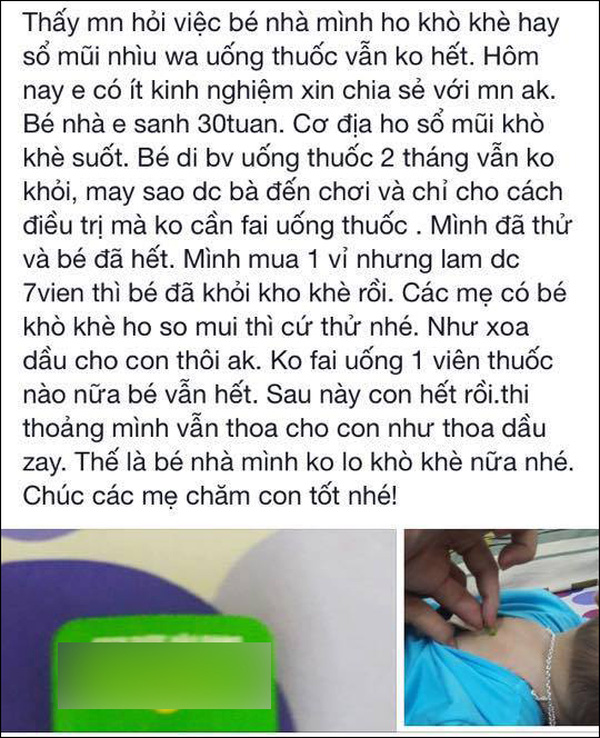 
Chị P.N chia sẻ cách chữa ho (ảnh facebook nhân vật)
