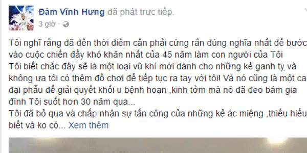 
Đàm Vĩnh Hưng buộc phải nói những lời đau đớn.
