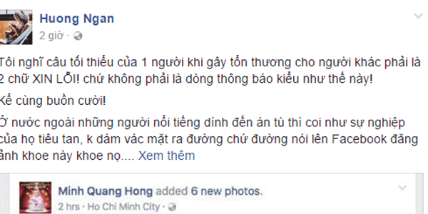 
PV Hương Ngân đã bày tỏ quan điểm của mình về việc Minh Béo về nước.
