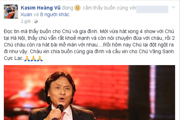 
Kasim Hoàng Vũ kể lại những ngày còn được hát chung với NS Quang Lý.
