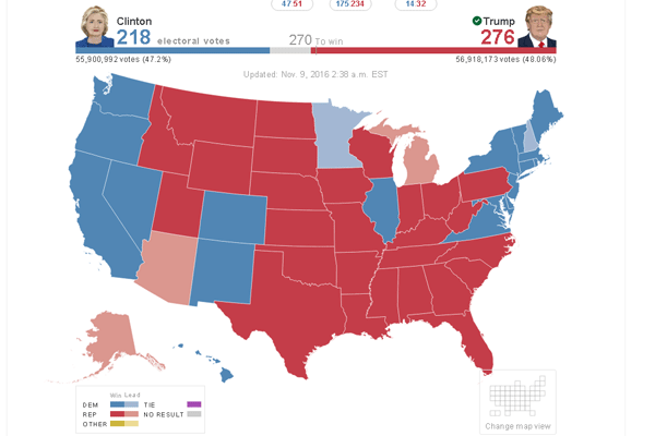 
Đây chính là kết quả cuối cùng của cuộc bầu cử Tổng thống Mỹ. Ảnh Dailymail.
