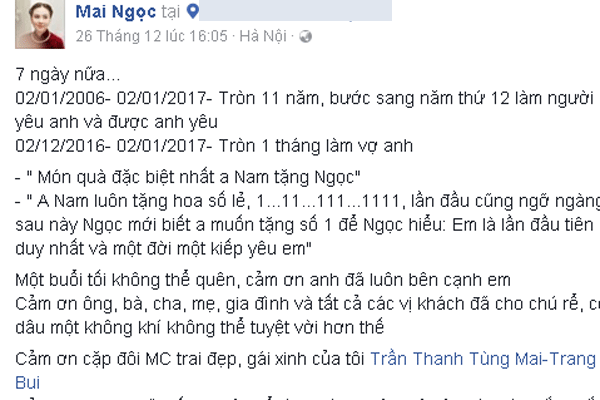 
Mai Ngọc trải lòng sau gần 1 tháng cưới hỏi.
