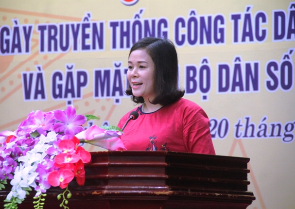 
Bà Lê Thị Hoài Chung- Chi cục trưởng Chi cục DS/KHHGĐ phát biểu tại buổi tọa đàm. Ảnh: V.Đ
