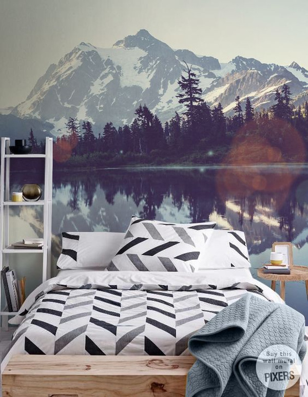 Nếu yêu sông núi hữu tình bạn hãy thử thay tranh dán tường phòng ngủ bằng những hình ảnh tương tự như thế này để làm mới không gian sống.