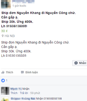 
Nhiều người bán hàng đã chọn shipper qua liên lạc trên Facebook.
