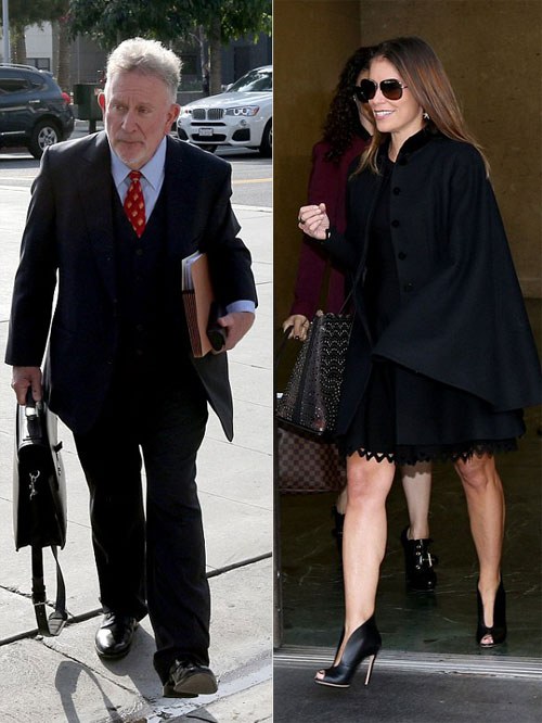 
Luật sư của Brad Pitt (bên trái) và luật sư của Angelina Jolie tới tòa ở Los Angeles hôm 7/12.
