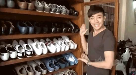 Tủ giày hàng hiệu trị giá cả trăm triệu của Trấn Thành