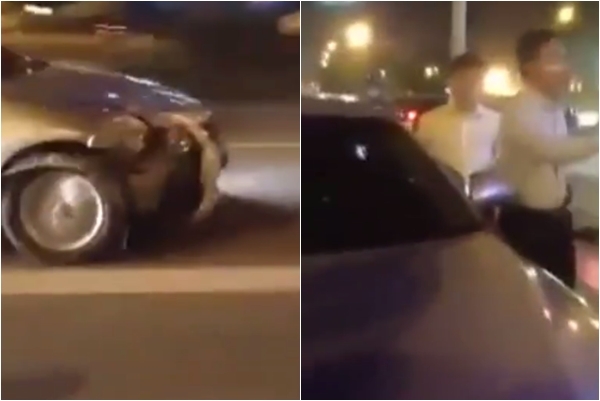 Lái xe ô tô Camry bị người dân chặn đánh sau khi bỏ chạy. Ảnh cắt từ clip