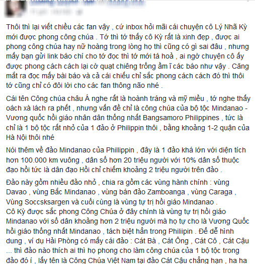 Quỳnh Tâm khẳng định được phong tước công chúa châu Á là trò pr quá lố của Lý Nhã Kỳ.