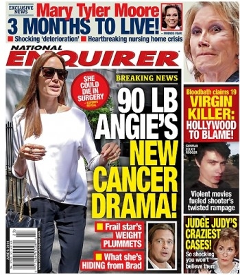 National Enquirer từng đưa tin Angelina Jolie còn 90 lbs (40 kg)
