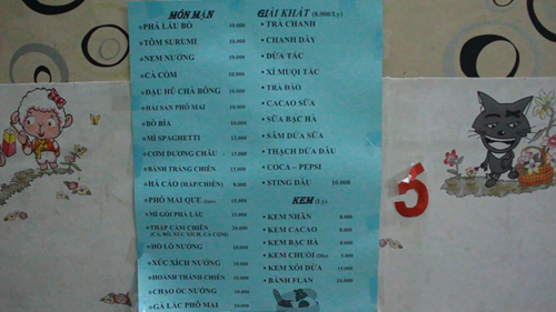 Menu đa dạng với gi&aacute; chỉ từ 10.000 đồng