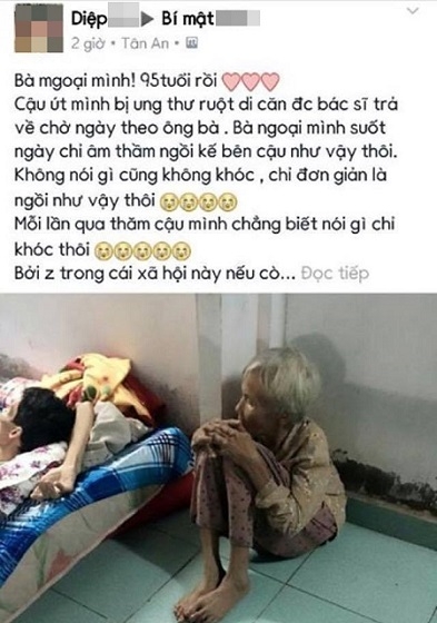 Hai tài khoản khác nhau cùng đăng một câu chuyện...bà ngoại.