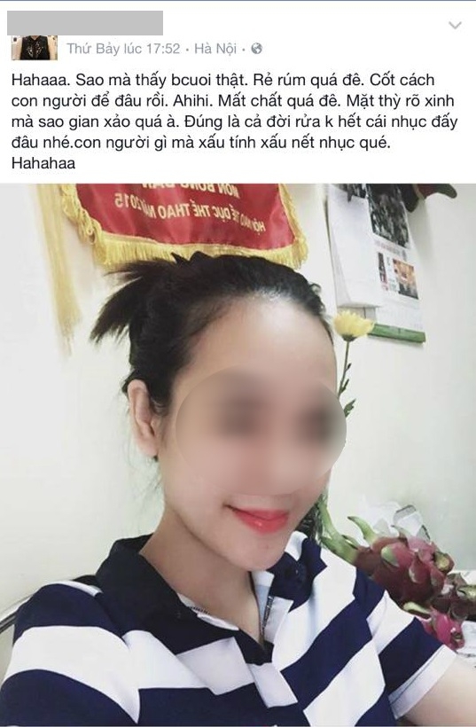 
Status H.X được cho là ngầm nói xấu vợ của người tình trên facebook trước khi bị khóa.
