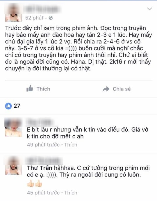 
Trên trang cá nhân, H.X cũng đăng status cho thấy cô thừa nhận mình là người trong cuộc với mối tình tay ba rắc rối.
