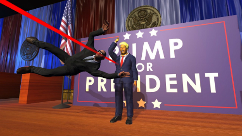 
Người chơi phải cứu Donald Trump trước các đợt tấn công, tuy nhiên không phải lúc nào cũng có thể thành công.

