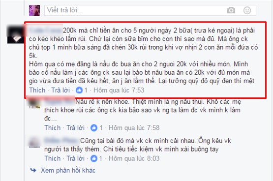 
Bữa sáng ông chồng đã chén 30k, hai đứa con mỗi đứa 5k còn lại vợ nhịn (Ảnh: Facebook)
