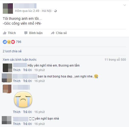Bạn bè và người thân đã đăng tải dòng chia sẻ cuối cùng trên trang facebook cá nhân của nữ tình nguyện viên. Ảnh chụp màn hình.