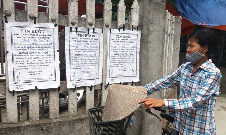 Thông báo tin buồn của các nạn nhân