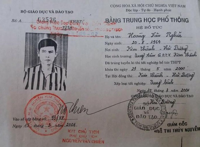 Sở GD &ĐT tỉnh Hải Dương khẳng định, bằng tốt nghiệp THPT hệ bổ túc của ông Nghĩa không hợp lệ. Ảnh: Đ.Tùy