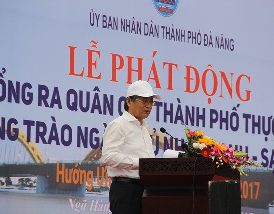 
Ông Nguyễn Ngọc Tuấn, phó Chủ tịch UBND TP Đà Nẵng phát biểu tại lễ ra quân.
